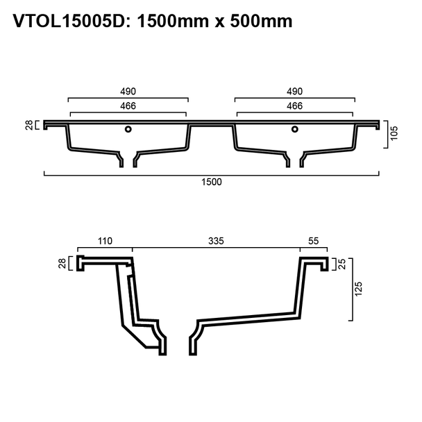 Olivia - Floor Mounted Vanity & Polymarble Top 1500mm