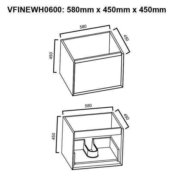 Fineline - Wall Hung Vanity Cabinet Only (NO TOP) 600mm 