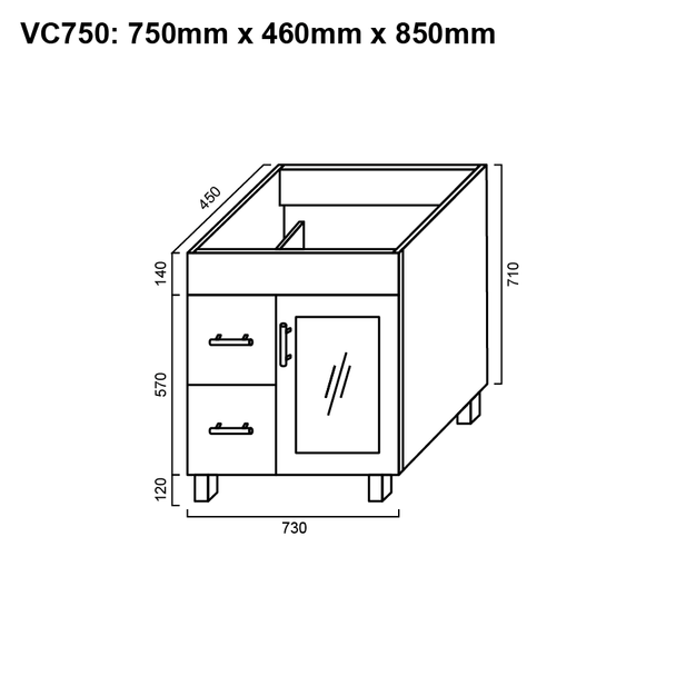 Cube - Vanity Only 750mm