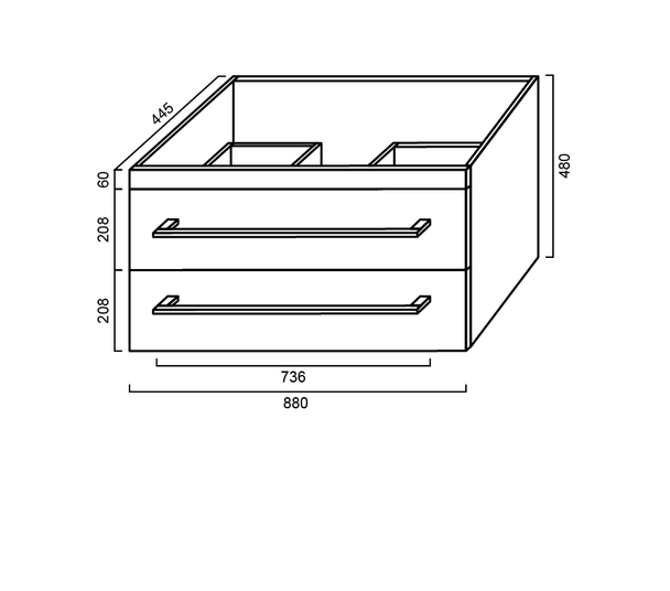 Indi - Wall Hung Vanity Cabinet Only (NO TOP) 900mm
