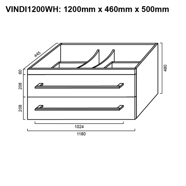 Indi - Wall Hung Vanity Only 1200mm