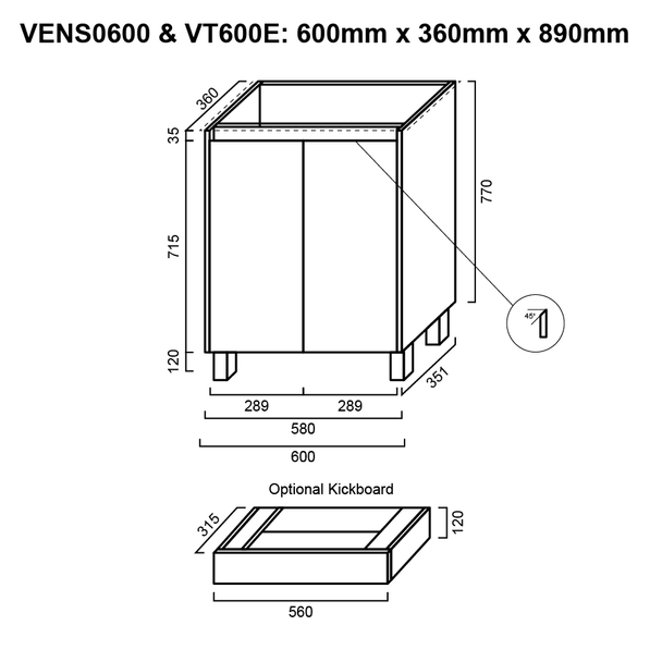 Ensuite - Vanity Only 600mm