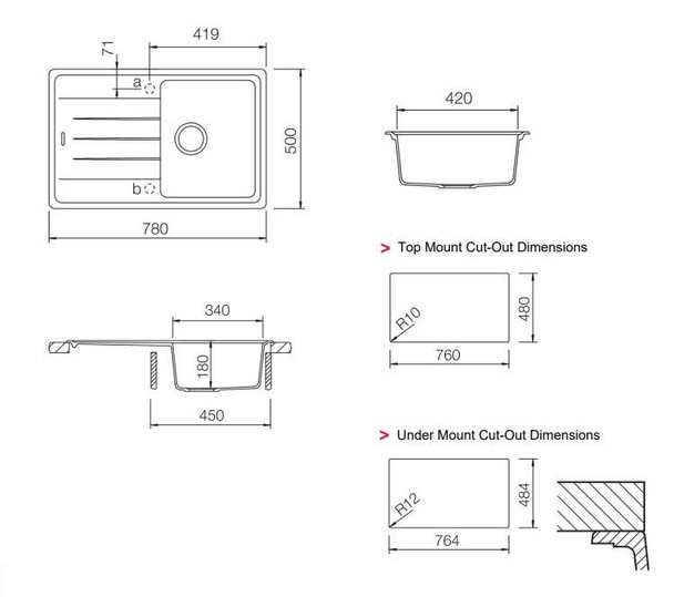 Essence 100 - Quartz Single Bowl Sink With Drainer