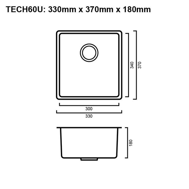 Tech 60U - Gun Metal Undermount Sink