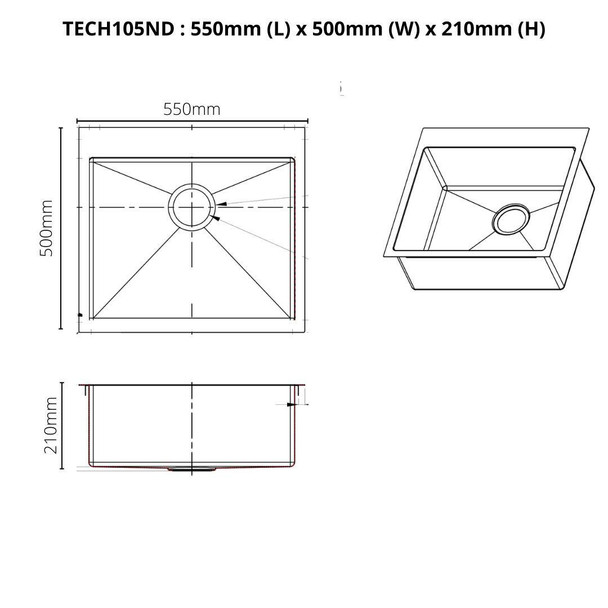 Tech 105 - Stainless Steel Inset Sink No Drainer