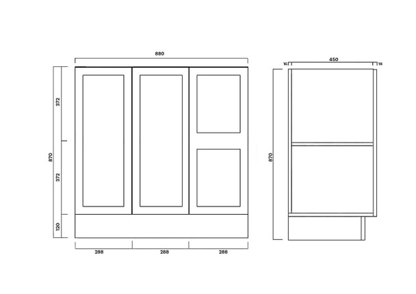 Charlotte - Floor Mounted Vanity and Top 900mm