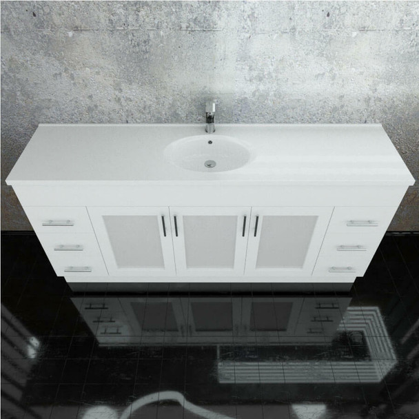 Cube - 1800mm Floor Mounted Vanity with Single Round Basin Polymarble Top