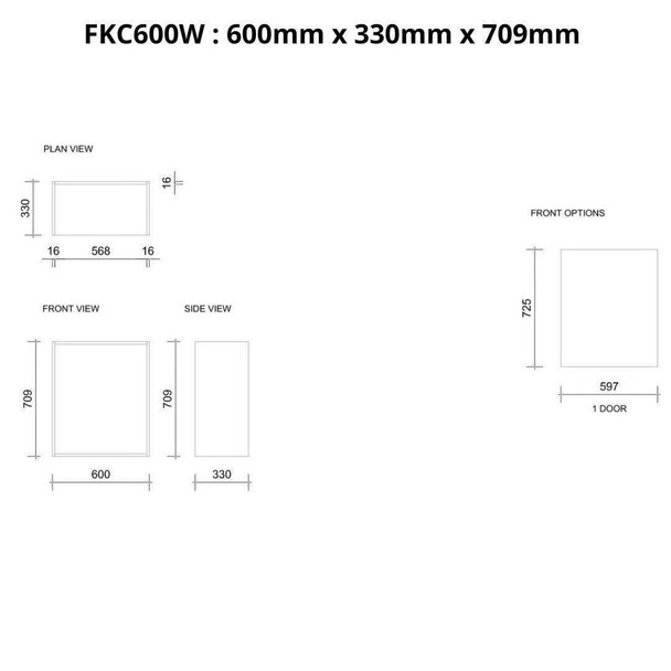 Wall Cabinet 600mm with 2 Door in UV White