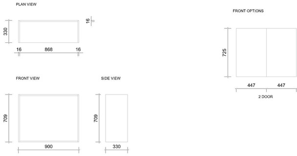 Wall Cabinet 900mm with 2 Doors in UV Dark Grey
