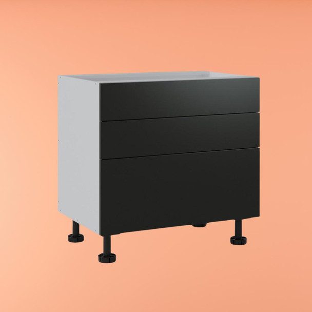 Base Cabinet 900mm with 3 Drawers in UV Dark Grey