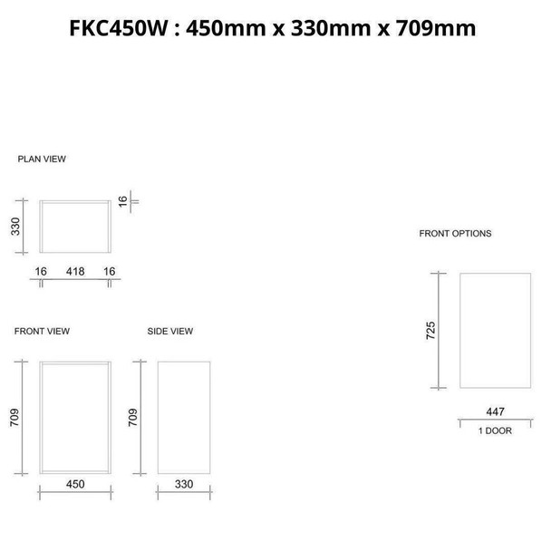 Wall Cabinet 450mm with 1 Door in PU Satin