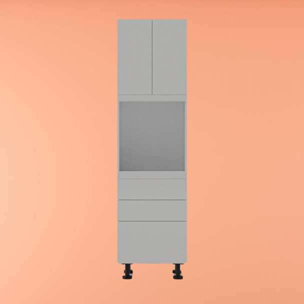 Tall Oven Cabinet 600mm with 2 Doors and 3 Drawers in PU Satin