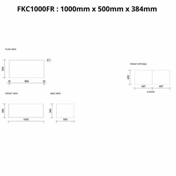 Fridge Cabinet 1000mm with 2 Doors in PU Shaker