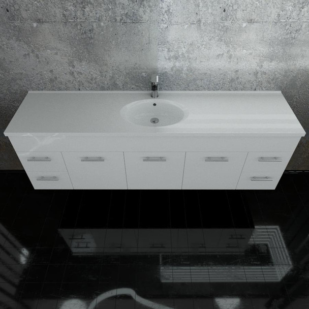 Classic  - Wall Hung Vanity & Single Round Basin Polymarble Top 1800 mm