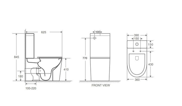 Valletta - Rimless & Whirlpool Hygienic Glaze toilet