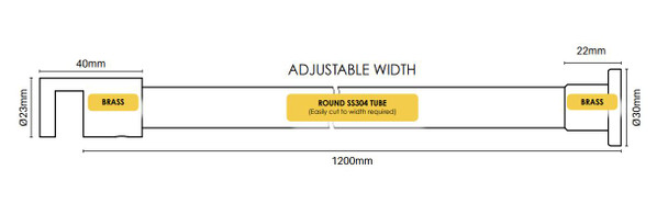 Round Support Bar for Frameless Return Panel 1200MM