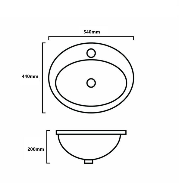 Atlantic 530  -  White Inset Basin (1 Tap Hole)