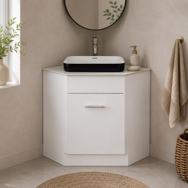 Classic - Porcelain Top & Corner Vanity 600 mm Includes Carla Basin 