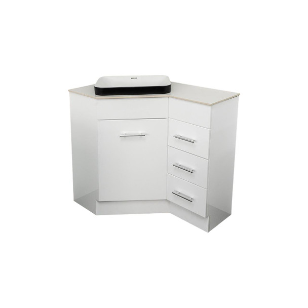 Classic - Porcelain Top & Corner Vanity 900 x 600mm Left Hand Bowl Includes Carla Basin 