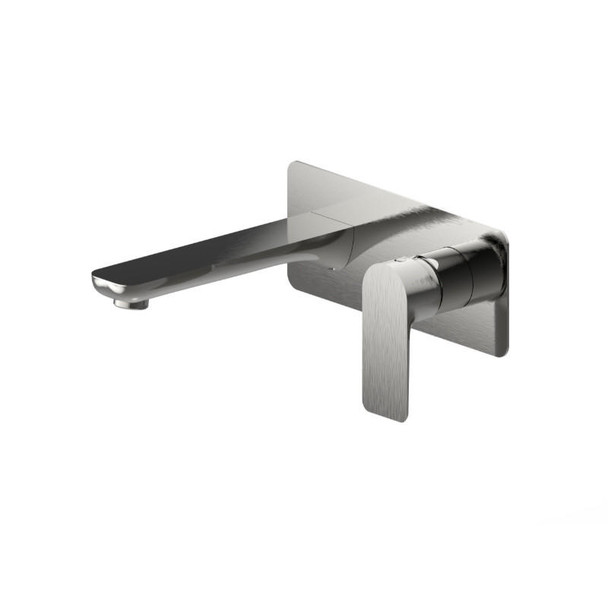 Jade - Brushed Nickel Wall Basin/Bath Mixer With Spout 