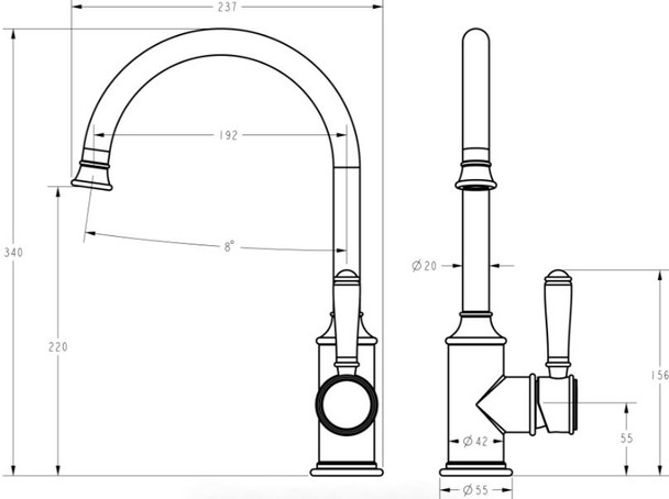 Charlotte - Matte Black Gooseneck Sink Mixer 