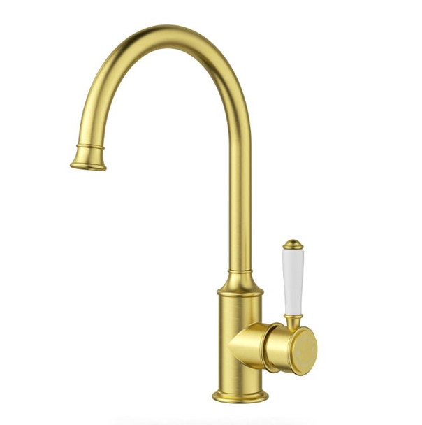 Charlotte - Brushed Gold Gooseneck Sink Mixer 