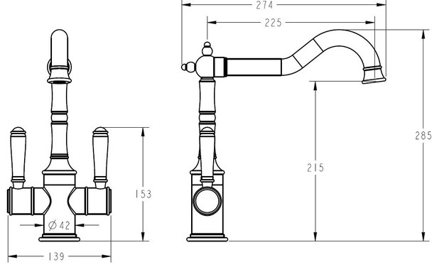 Charlotte - Brushed Nickel Sink Mixer Twin Handle