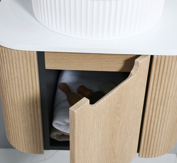 Roma - Fluted Vanity & Stone Top Wall Hung 600mm 