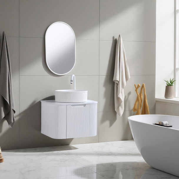 Roma - Fluted Vanity & Stone Top Wall Hung 600mm  