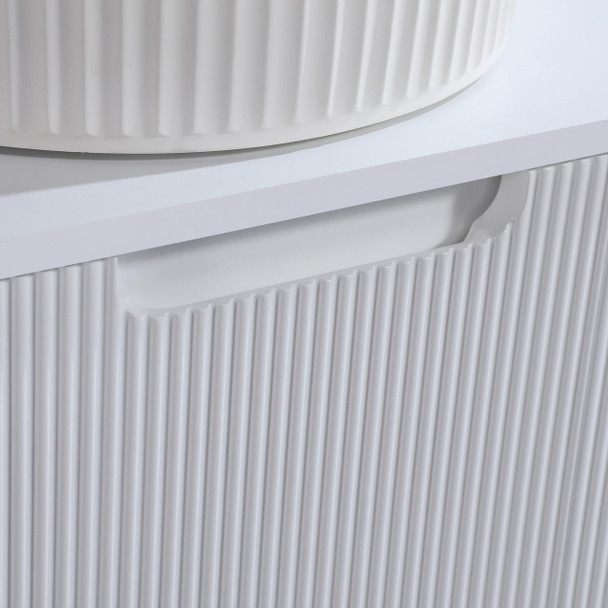 Roma White Fluted Wall Hung Vanity 600mm 