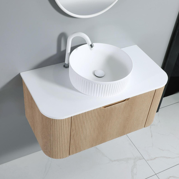 Roma - Fluted Vanity & Stone Top Wall Hung 900mm 