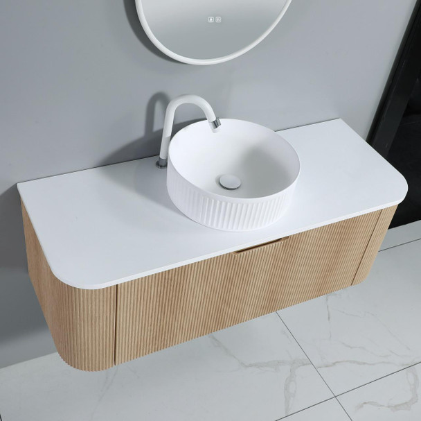 Roma - Fluted Vanity & Stone Top Wall Hung 1200mm 