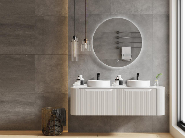 Roma Double Bowl - Fluted (Vanity ONLY) Wall Hung 1500mm 