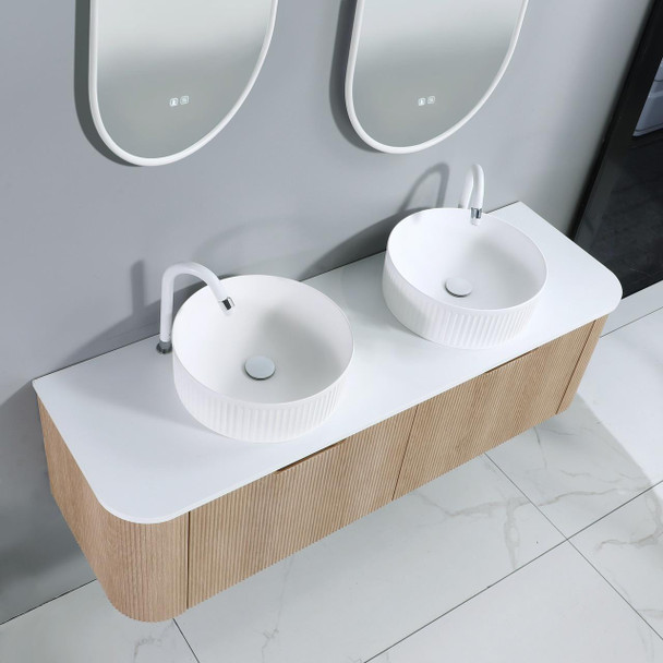 Roma Double Bowl - Fluted (Vanity ONLY) Wall Hung 1500mm 