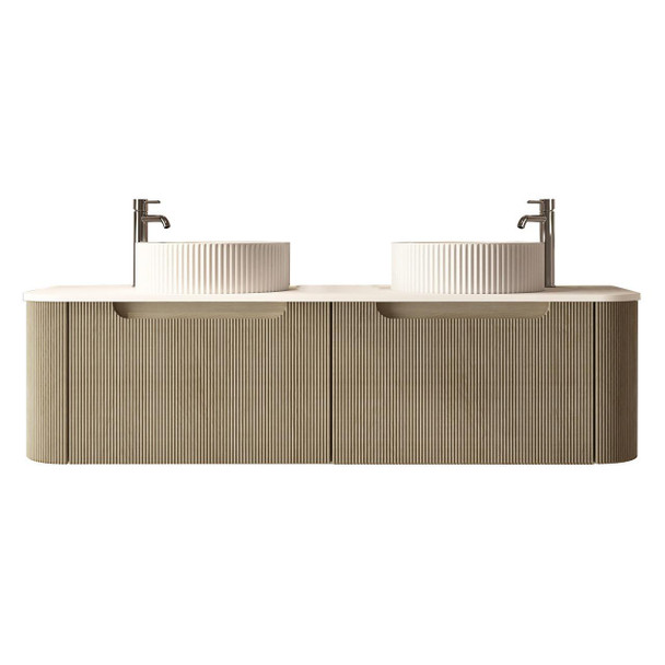 Roma Double Bowl - Fluted Vanity & Stone Top Wall Hung 1500mm 