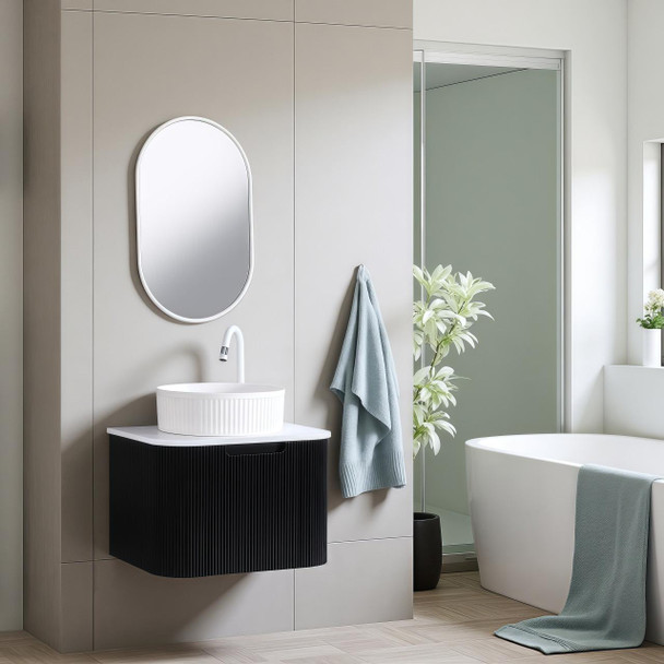 Roma - Fluted Vanity (Package) Wall Hung 600mm + Vanity Top  