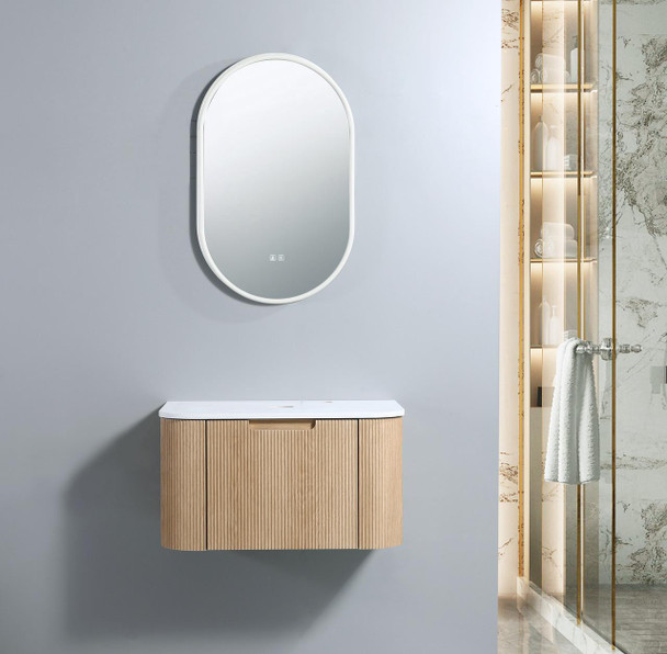 Roma - Fluted Vanity (Package) Wall Hung 750mm + Vanity Top  