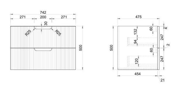 Ida Oak Wall Hung Vanity 750mm 