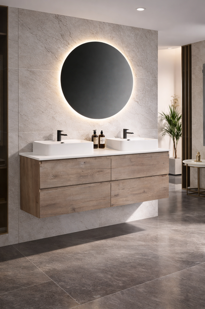 Fern - OAK Double Vanity (Top Included) Wall Hung 1800mm