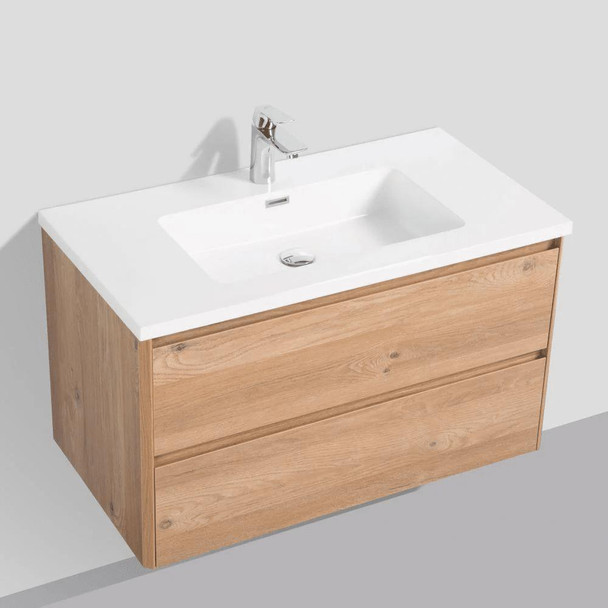KOJONUP - Wall Hung Vanity Cabinet & Resin White Top 750mm 