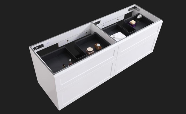 Maris - White Shaker Vanity Wall Hung & Double Bowl Top Options 1500mm