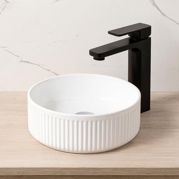 Beyond 2 - Matte White Fluted Above Counter Basin