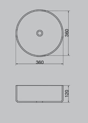 Halo 2 - Gloss White Round Above Counter Basin 360 x 120mm 