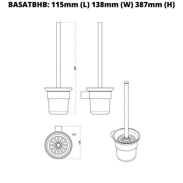 Saturn - Brushed Nickel Toilet Brush & Holder  Saturn - Brushed Nickel Toilet Brush & Holder