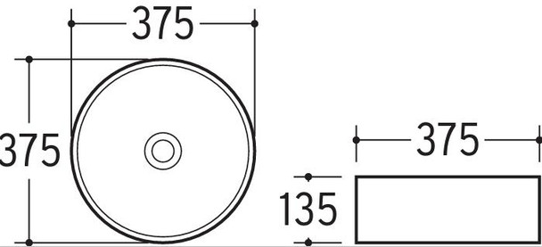 Halo 3 - Gloss White Round Above Counter Basin 375 x 135mm 