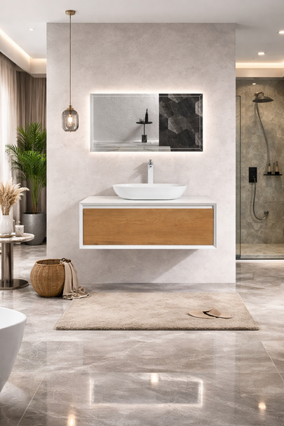 Bella - Oak Vanity Cabinet Wall Hung 900mm (Vanity ONLY)