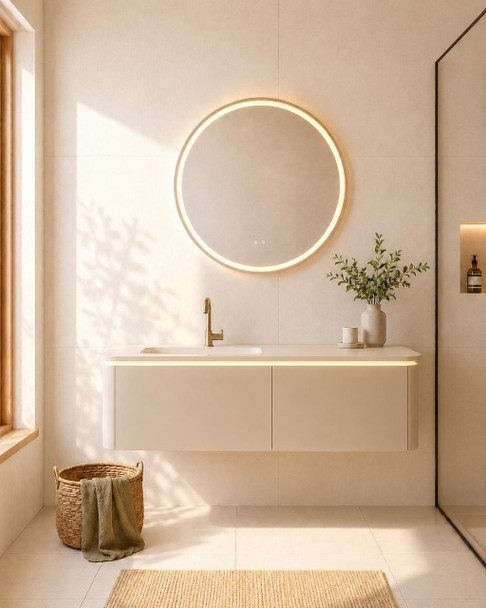 Bliss - Cream LED Vanity Wall Hung with Offset Single Basin 1600mm 