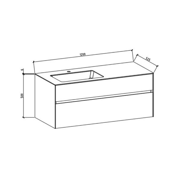 Bravo - Oak Vanity Cabinet & Top Wall Hung 1200mm 