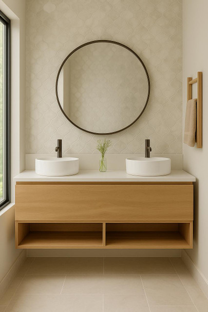 Delsa - Oak Vanity Cabinet Wall Hung  & Top Options Available 1200mm 