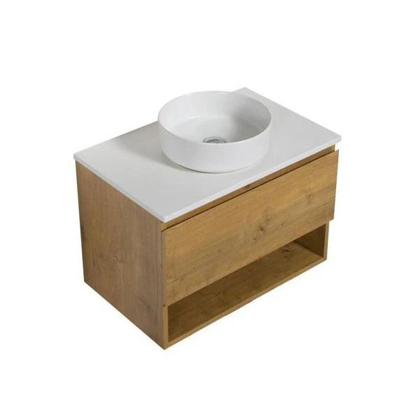 Delsa - Oak Vanity Cabinet Wall Hung & Top Options 600mm